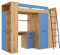 BIM Furniture, VERANA P - Letto a castello, letto a soppalco, 190x90 cm, con scale, armadio, mensola, scrivania, per bambini, lato destro (rovere Artisan/blu)