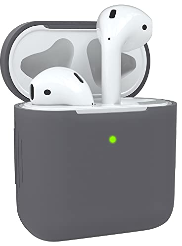 EAZY CASE - Schutzhülle für AirPods 1 & 2 Hülle Grau Silikon Case Stoßfest mit Deckel Schutz Antikratz Etui Cover rutschfeste Silikonhülle für Airpod Pro 1. / 2. Generation Silikoncase in Anthrazit