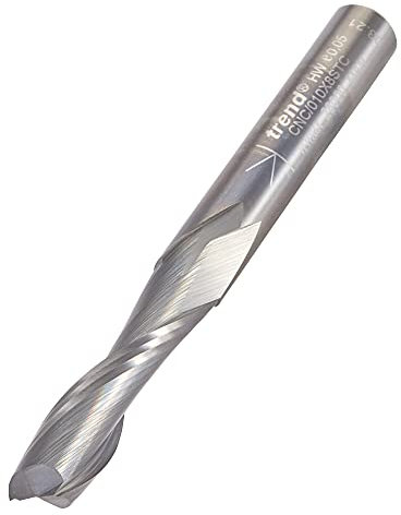 Trend CNC Spiral Up-Cut Router Cutter, 8mm Shank, 8mm Cut Diameter & 32mm Cut Length, Two Flute, Solid Tungsten Carbide, CNC/010X8STC