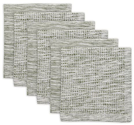 DII Kitchen Collection Geschirrtuch-Set, recycelte Baumwolle, saugfähig, Waffelmuster, Salbei, 30,5 x 30,5 cm, 6-teilig
