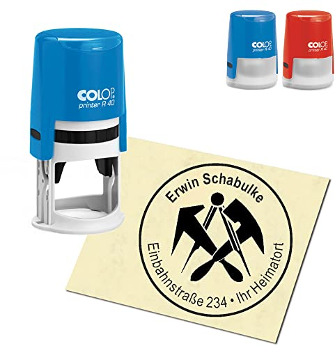 Stempel Adressstempel personalisiert - Dachdecker - rund ∅ 40mm Automatikstempel als Firmenstempel Namensstempel Bürostempel