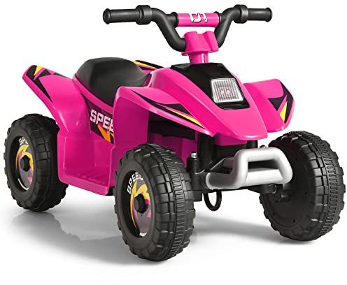 DREAMADE Quad Électrique pour Enfants, Mini Voiture Buggy Rechargeable avec Batterie 6V, Bouton Avant/Arrière, pour Enfant 1 an+ (Rose)