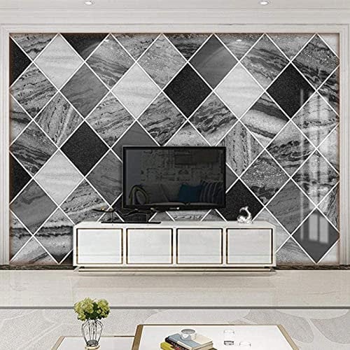 3D Wallpapers Murals Photo Wallpaper Lattice Geometric Black Grey Marble 157 W X 110 L 3D Large Mural Bedroom Living Room Sofa Tv Backdrop Wall Murals Wallpaper