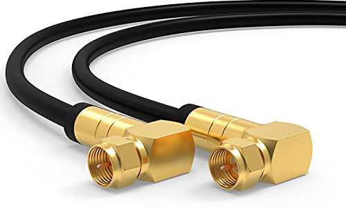 Cavo SAT 10m Cavo Satellitare TV - Cavo Antenna Digitale Coassiale per Internet - 2x F-Stecker Angolati a 90° per Router, Modem - Cavo di Collegamento HD, 4K UHD,8K, DVB-S/S2 - Nero