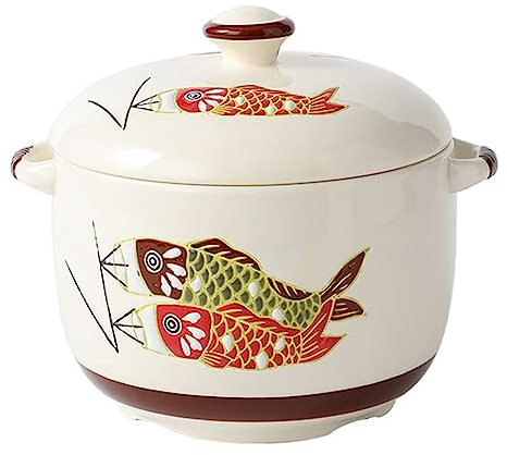 JTBDWOSK Ceramic Soup Pot, Japanese Round Cooking Pot with Lid, Hob, Dutch Oven, Clay Pots, Soup Pot, Household Stewpan, Kitchen,1000ML