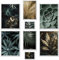 ARTFAVES® Set di poster - ARMONIA DELLE PIANTE ORO - decorazione da parete in più parti Soggiorno e camera da letto - 8 quadri da parete moderni Immagini di piante, verde, oro, foglie - cornici bianco