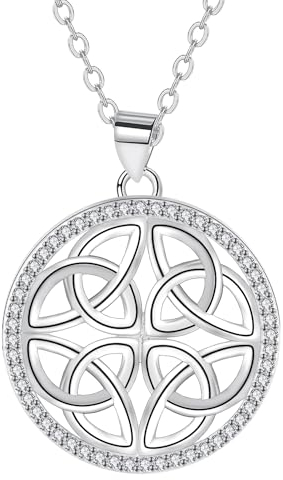 Micory Damen Halskette 925 Sterling Silber Keltische Kette Vintage Anhänger Schmuck Geschenk für Mädchen Frau Mutter Tochter