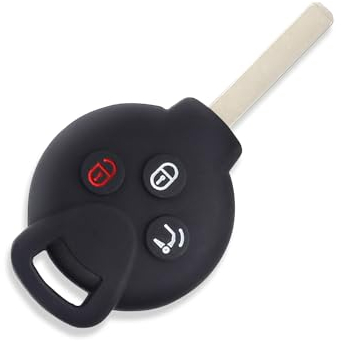 Juttzzei Smart ForTwo Autoschlüssel Hülle für Mercedes Benz Smart ForTwo 451 Cabrio Coupe ForFour Roadstar Schlüsselhülle, Weich TPU Silikon Smart ForTwo 451 Schlüsselhülle Cover- 3 Tasten (Schwarz)