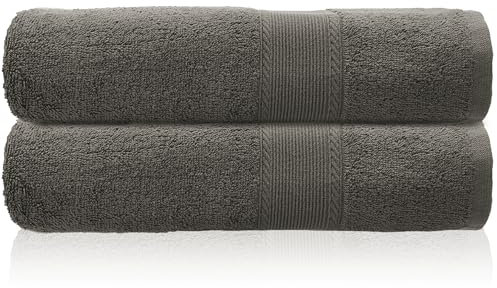 SweetNeedle Paquete de 2 Toallas de Baño Extra Grandes (100 x 150 cm) - 100% Algodón Altamente Absorbentes, Secado Rápido, Pesadas, Hotel, Baño, Ducha, Spa, Playa, Piscina, Uso Diario (carbón vegetal)