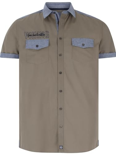 Jan Vanderstorm Herren Kurzarmhemd Herkko | Reine Baumwolle | große Größen L-7XL beige, 2XL (XXL) - 45/46