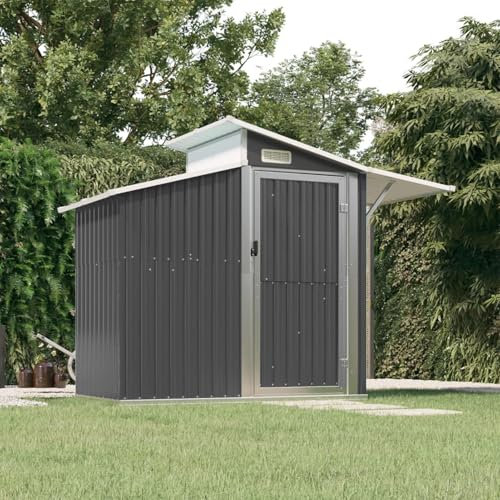 Iiaky Geräteschuppen Anthrazit 270x130x208,5 cm Verzinkter Stahl GeräTeschuppen Klein Gartenlaube Kekta GeräTeschuppen GartenhüTte GeräTeschuppen