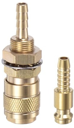 QUARKZMAN 2pz Gas e Acqua Connettore Rapido per Tubo Diametro Interno 6mm con Tubo Flessibile per TIG 12 18 20 27 Raccordi Rapido Attacco Torcia Saldatura Rilascio Gas Ottone