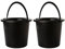 Eimer mit Ausguss 10l 2er Set, Putzeimer Schwarz mit Messskala, Haushaltseimer 10l, Kunststoff, Made in EU