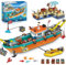 HiWEEGO City Fischerboot Werft Boot Bausatz - Schwimmfähiges Baukasten Ozean Schiffs Baustein mit Schnellboot Kran Containern Spielzeug Geburtstags Geschenk für 6 7 8+ Jungen Kinder Mädchen, 762 Teile