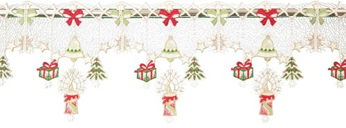 Stangendeko Fröhliche Weihnachten Feenhaus Scheibengardine aus Spitze Fensterdeko Fensterschmuck Handarbeit Deko Fenster (32 cm breit = 2 Rapport)