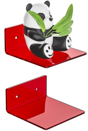 Sezanrpt 15cm Acryl kleine Wandregale, rotes schwimmendes Regal für Wandmontage, Acryl Display Ledges für Figuren, Home Décor, Wohnzimmer, Spielzimmer, Pflanzen, 2 Packung