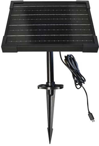 Jardibric - Panneau Solaire USB C avec Câble 2 m - Fixation Murale et Piquet - Chargeur Solaire Extérieur