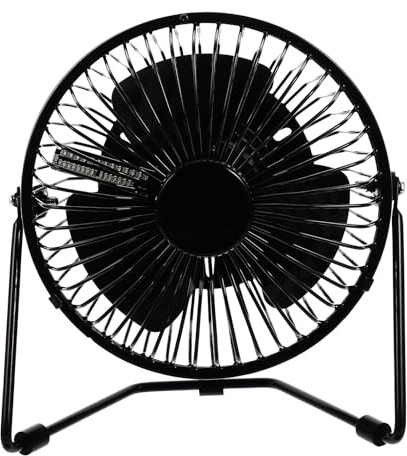 Artibetter Ventilateur Horloge USB Portable Noir Affichage Température et Cadre en Métal, Silencieux, pour Bureau, Chambre ou Voyage