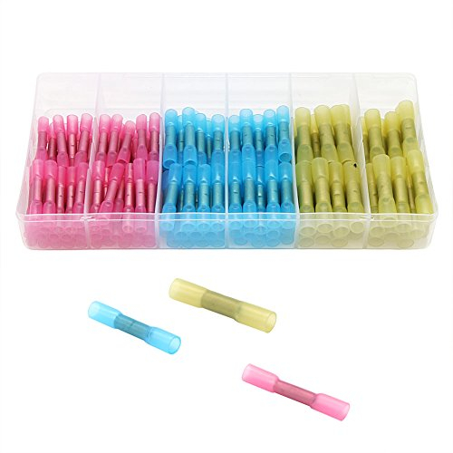 DEHAO Kabelverbinder 140 PCS Stoßverbinder Schrumpfverbinder Kabelschuhe Quetschverbinder (Rot 60+ Blau 50 + Gelb 30)