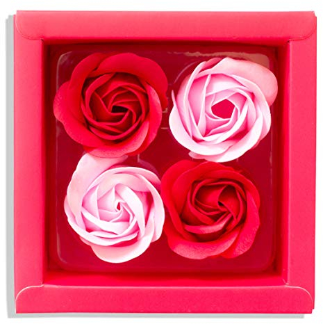 Sevenriver Handgemachte koreanische Rosenblüten aus Seife, Rot/Rosa, 4 Stück