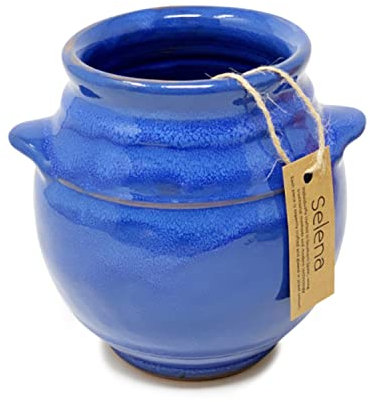 Verano Spanish Ceramics Selena Glaze Hand Dipped Utensil Pot Jars - 16cm Blue