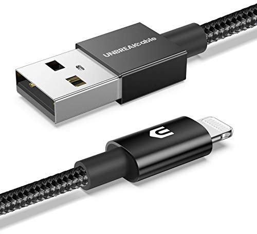 UNBREAKcable iPhone Charger Cable [6.6ft/2m, Upgraded C89 Apple MFi Certified] Nylon Braided Apple Charger USB Fast Charging Lightning Cable for iPhone 11 Pro Xs Max XR X 8 7 6s 6 SE 2020 iPad-Black