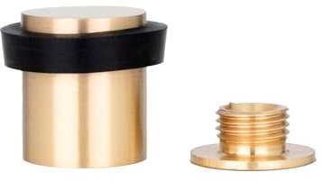 EVI Herrajes | Brass Door Stop | Ø20x25mm | Floor Mounted | Matte Finished Brass | Natural Silicone Protection | Includes Screw + Fastening Plug | Model I-180-CB