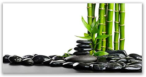 Tulup Impression sur Verre Acrylique 140x70cm - Plastique imprimés Tableau Mural Moderne décoration déco Design 4 Crochets - Art Pierres Bambou