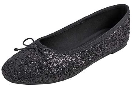 Feversole Women's Comfort Ballet Flats Memory Foam Cushion Insock Shining Ballet Flat Pumps Glitter
