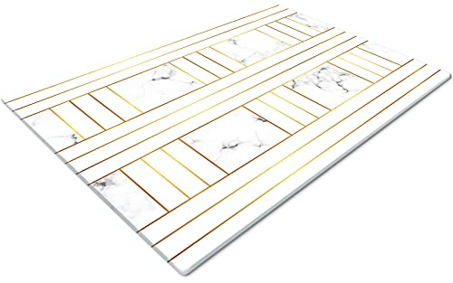 Glass Chopping Board 50 x 40 | Kitchen Worktop Protector | Multifunctional Cutting Board | Work Top Savers | Kitchen Accessories | Extra Large | Gold White Marble Effect