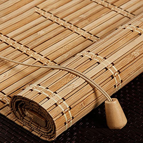 Natural Bamboo Roller Blinds,Retro Bamboo Blinds,Roman Blinds,Blackout Roller Blinds,Sun Shade Curtain,Anti-UV Dustproof Decorative Curtain,for Indoor/Outdoor/Garden,Customizable