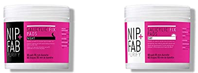Nip+Fab Salicylic Fix Acid Night Pads & Day Pads, 120 Count, Hydrating Face Wipes, Tub, Adult, Aloe Vera Scent