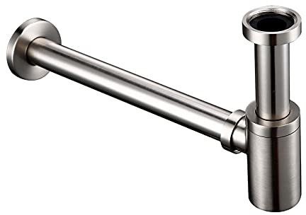 SXLSZ Bottle P Trap 1-1/4, Brass Bathroom Sink Stopper Adjustable Height Basin Sink Waste Drain P-Trap Kit,Brushed Nickel