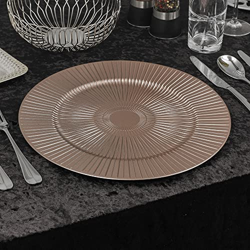 URBNLIVING 33cm Christmas Dinner Charger Plates Placemats Dining Table Setting Reusable Party Decor (Ray Rose Gold, 12 Charger Plates)