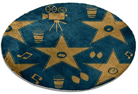 Walk of Fame Runder Teppich für Schlafzimmer, Wohnzimmer, Arbeitszimmer