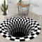 Nyescasa 3D Runder Teppich - Optische Täuschung Illusions Rutschfester Vortex Carpet - Schwarz-Weiße Kariert Bodenmatte Fußmatte Für Wohnzimmer Schlafzimmer Küchenboden Flur 60CM