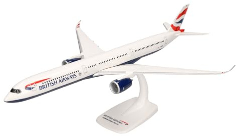 herpa Snap-Fit Modellflugzeug British Airways Airbus A350-1000 – G-XWBG Miniatur im Maßstab 1:200, Sammlerstück, Modell mit Standfuß, Kunststoff