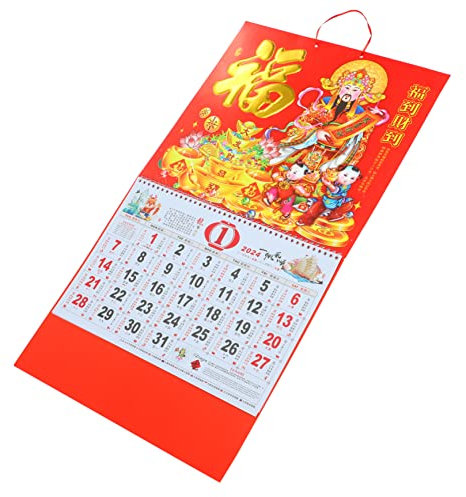 STOBOK 2024 Täglicher Wandkalender Großer Wandkalender Neujahrskalender Mondkalender Für Das Neue Jahr Chinesischer Neujahr Kalender Feng-shui-kalender Schreibtischkalender Papier Fu-wort