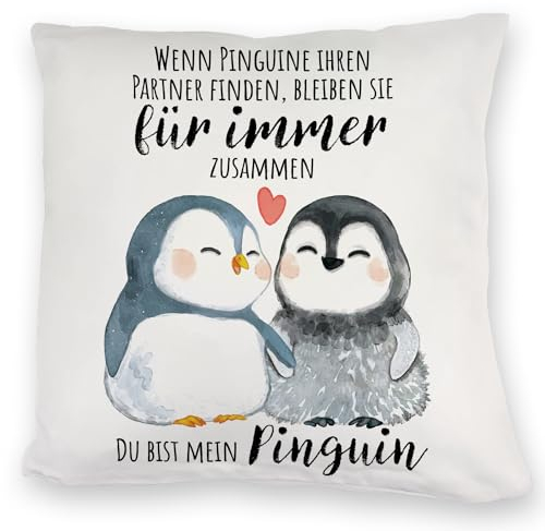Pinguinpärchen Kuschelkissen mit Spruch Du bist Mein Pinguin EIN niedliches DekoKuschelkissen für verliebte Paare Romantisches Pinguin Motiv Pinguinpaar Spruch Pärchen Partner