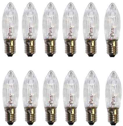 ShuoHui E10 24V 3W Spitzschaftkerze Riffelkerze TopkerzeErsatzkerzen Schwibbogen Lichterkette 2700K 24 V (12)