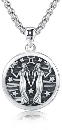REDSUN Halskette mit Sternzeichen Zwilling 925 Sterling Silber 12 Konstellationen Sternzeichen Stern Halskette Tierkreiszeichen Anhänger Astrologie Horoskop Schmuck Geschenke Für Männer Frauen