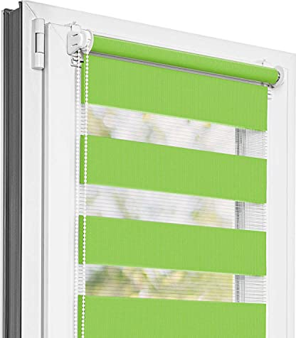 Estika Doppelrollo Klemmfix ohne Bohren - 90 cm x 120 cm - Grün - 27 Stofffarben, Tag und Nacht Duo Rollo, Rollos für Fenster ohne Bohren, Fenster Sichtschutz (90 cm Stoffbreite)