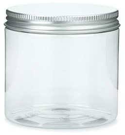 SHOBI Contenitori Alimentari in Polietilene con Coperchio in Alluminio, Barattoli in Plastica Ricaricabili Ermetici per Alimenti con Tappi a Vite (6, 250 ml)