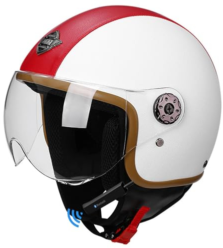 Bluetooth 3/4 Motorradhelm Jet-Helm Roller-Helm Mofa-Helm Scooter-Helm ECE Zugelassen Für Männer Und Frauen Mit Sonnenblende 4,XL