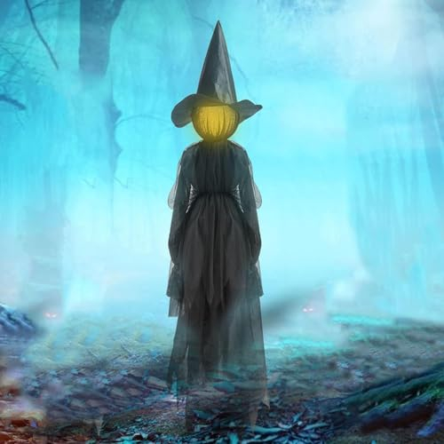 Halloween Deko Outdoor - Schrei Hexe mit Sound-Sensoren, Wasserdicht in großem Maßstab Halloween Hexe Deko für Garten Garten Außen Rasen Veranda mit Bewegungsmelder, 1 Stück