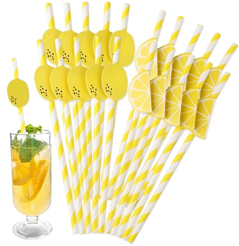 Molain Lot de 20 pailles en papier 3D en forme de fruits, pailles à cocktail, pailles en papier colorées pour boissons, pour bar, fête, anniversaire, mariage, boissons froides, jus