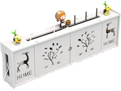 Serenitison Mensola per Router da Parete,Scatola di Immagazzinaggio per Router WiFi,Cavi,Prese ECC,Porta Modem da Parete,Copri Modem,Organizer da Parete Scatola Nascondi Cavi,Scaffale Router,Bianco