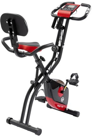 Magic Life Klappbarer Heimtrainer mit 10-stufigem Magnetwiderstand | aufrechtes & liegendes faltbares stationäres Fahrrad für den Heimgebrauch, Schwarz