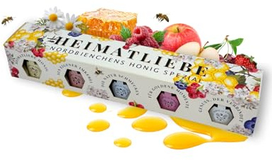 Nordbienchen® Heimatliebe 5er Set Honig à 30g - naturbelassener Honig ohne Zusätze - diverse Honigsorten - edles Honiggeschenkset aus Deutschland - Honigsüßer Brotaufstrich Probier-Set