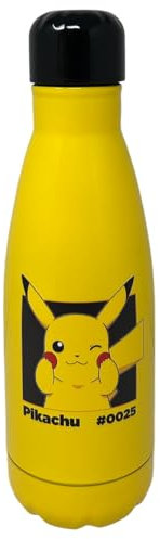 CARTOON Bouteille isotherme en acier inoxydable avec bouchon dévissable, bouteille isotherme en acier inoxydable pour enfants garçons, 500 ml (Pikachu)